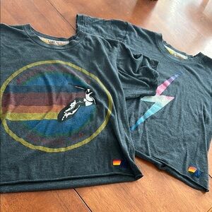 Set of 2 Aviator Nation t shirts cropped small graphic